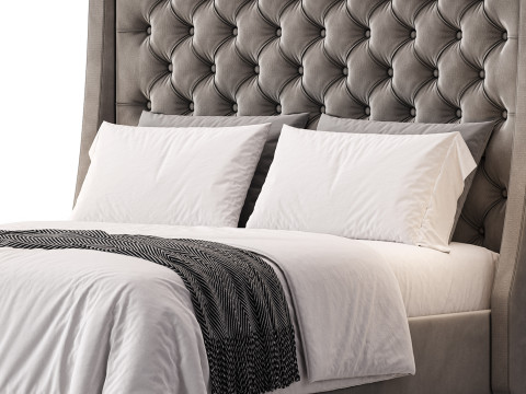 Barron Beds Zoya Grandeur Curved Wingback Bed Frame 3D-Modell