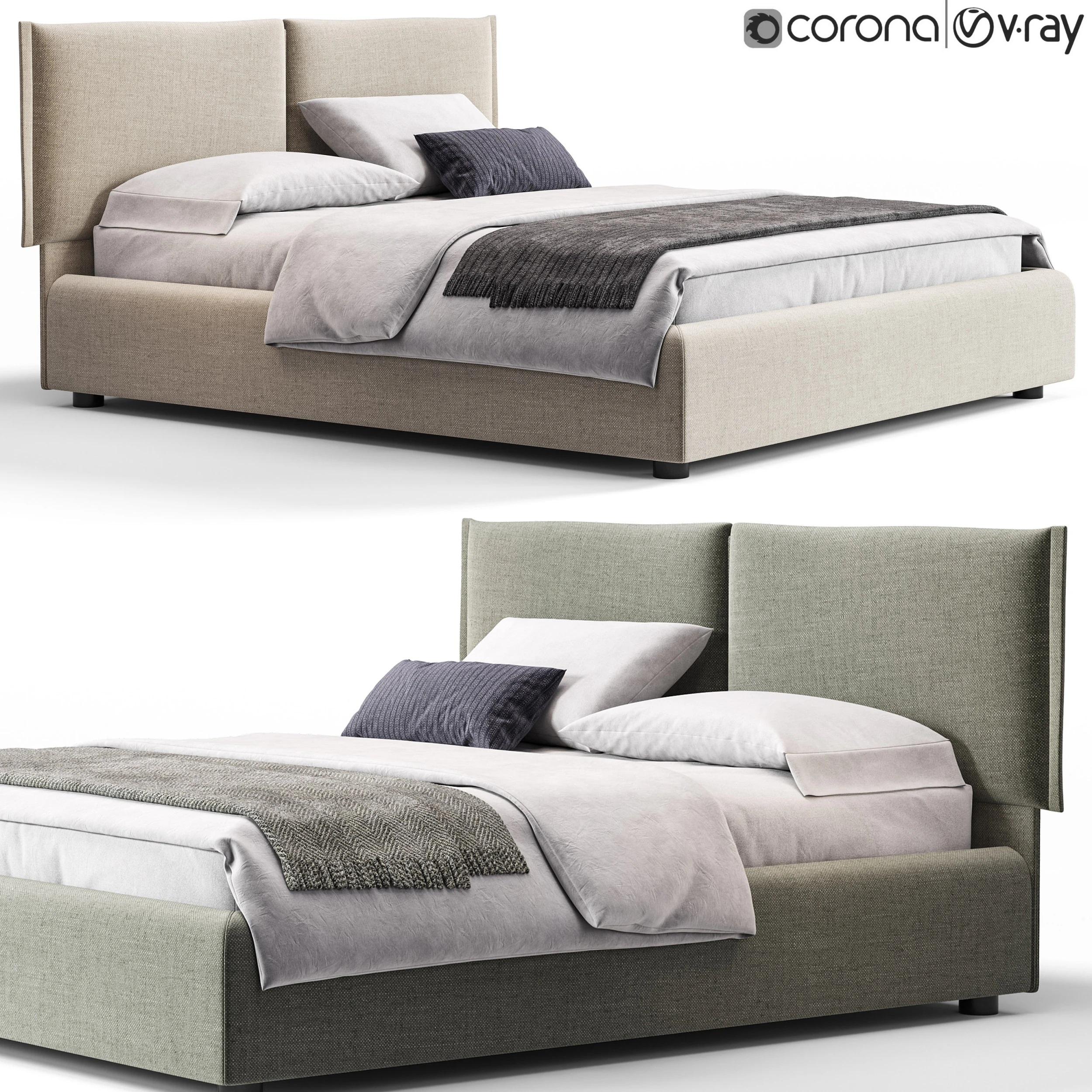 Bolzan Iorca Bed 3D Model .c4d .max .obj .3ds .fbx .stl .blend 