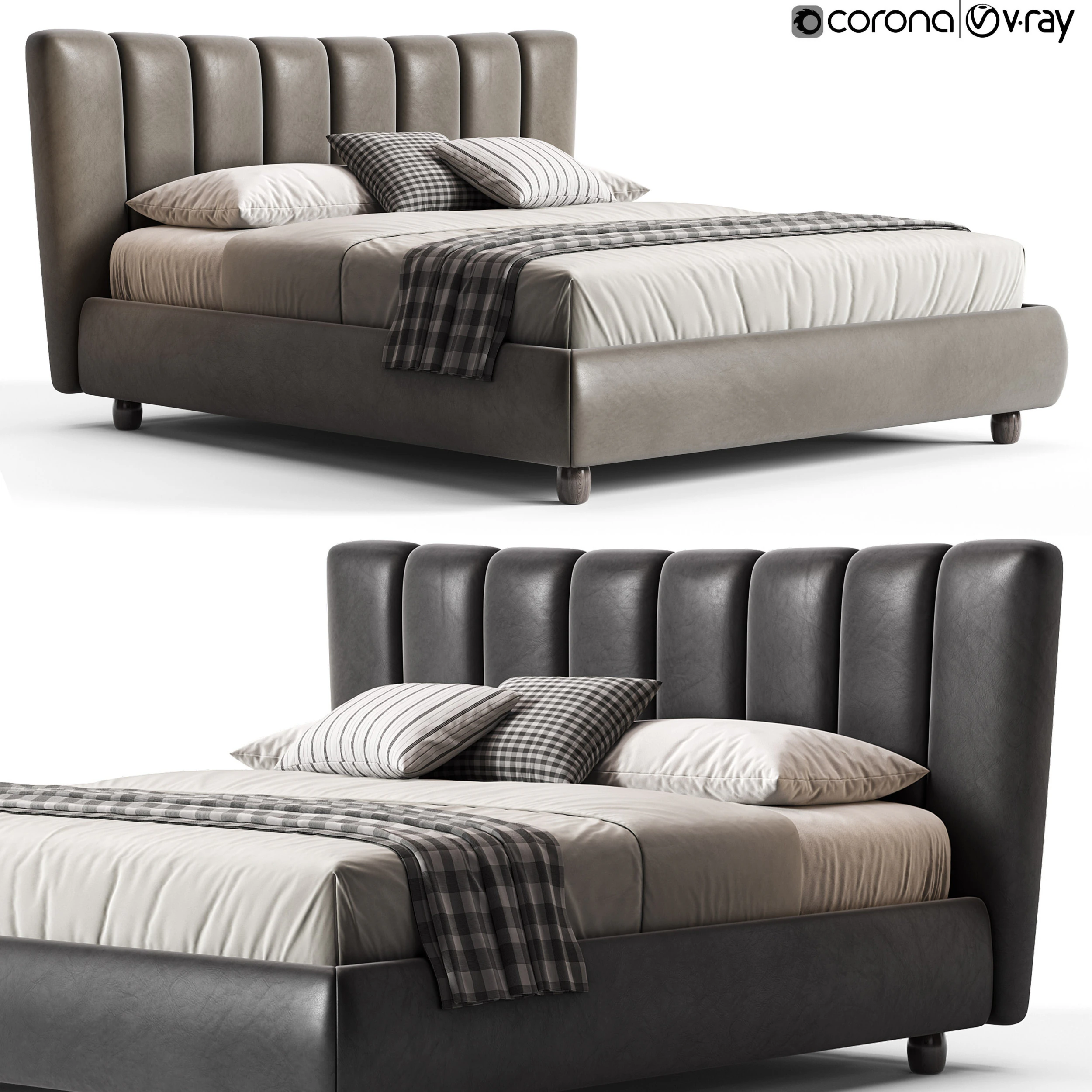 Diotti Amanda Upholstered Bed 3D Model .c4d .max .obj .3ds .fbx .stl .blend