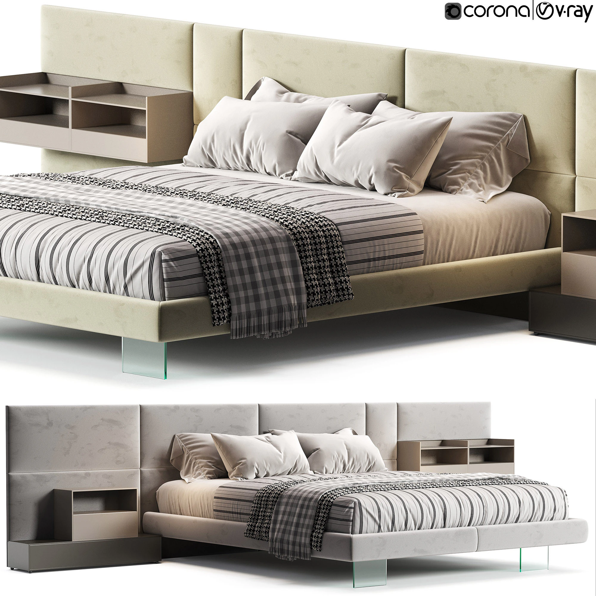 Diotti California テキスタイル布張りベッド 3Dモデル .c4d .max .obj .3ds .fbx .stl .blend