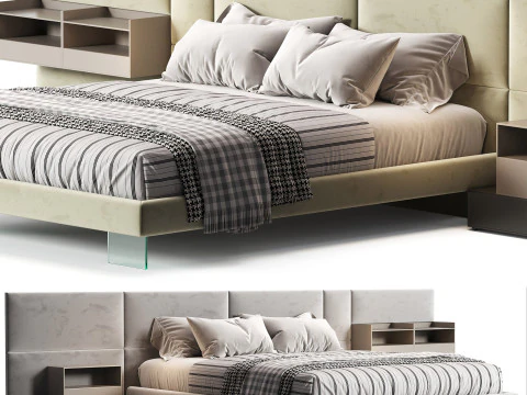 Diotti California textiel gestoffeerd bed 3D Model