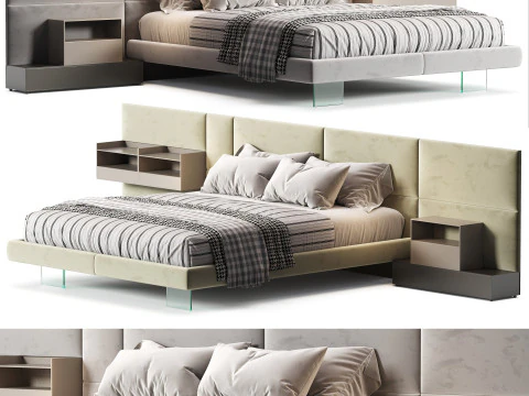 Diotti California テキスタイル布張りベッド 3Dモデル