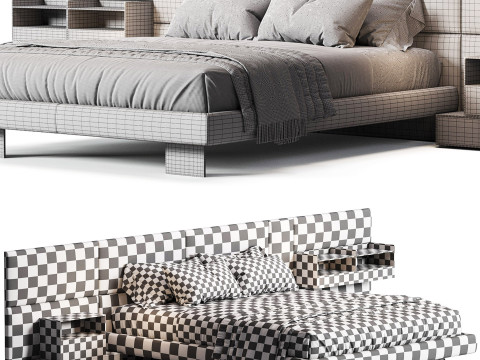 Diotti California Textile Upholstered Bed 3Dモデル