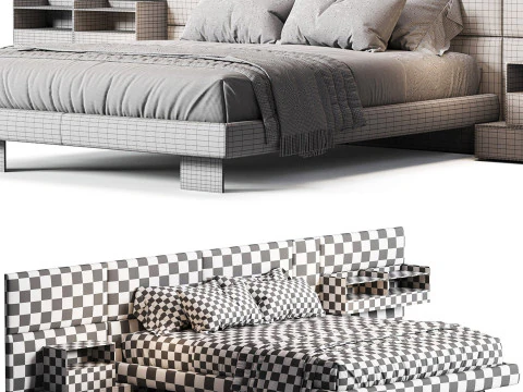 Diotti California テキスタイル布張りベッド 3Dモデル