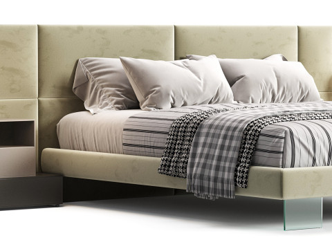 Diotti California Textile Upholstered Bed 3Dモデル
