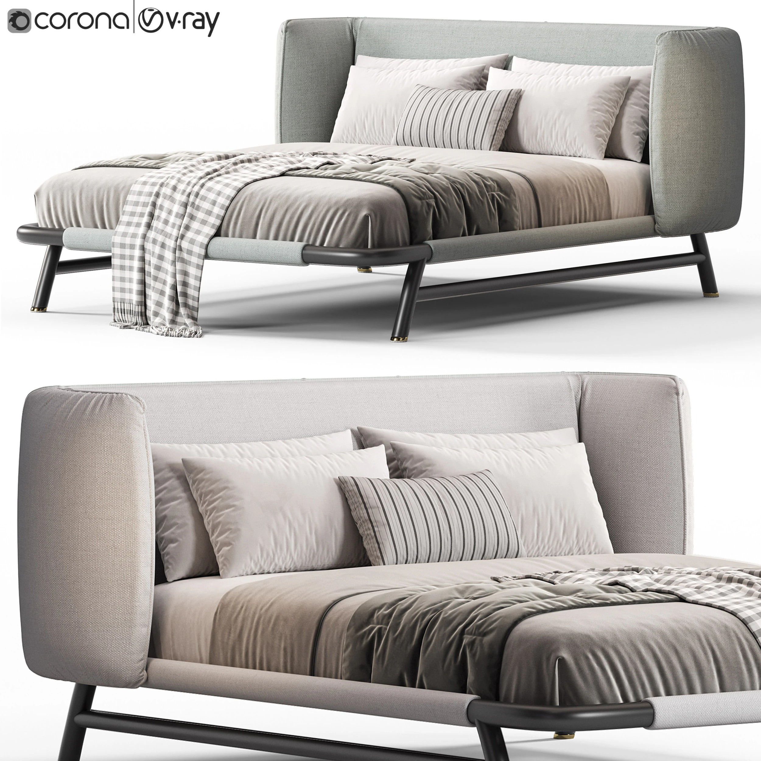 Meridiani Edoardo Bed 3D Model .c4d .max .obj .3ds .fbx .stl .blend