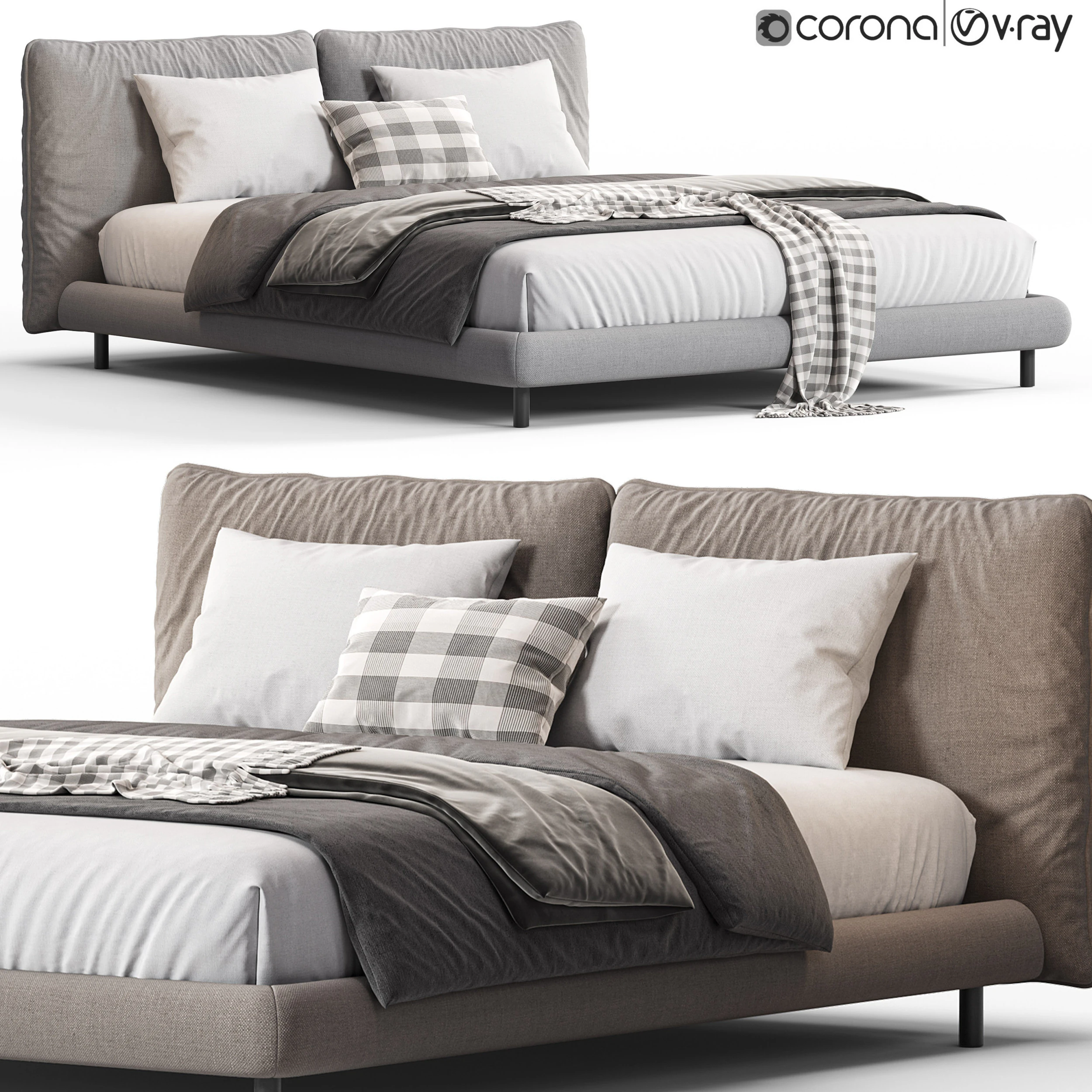Meridiani Oliver Bed 3D Model .c4d .max .obj .3ds .fbx .stl .blend