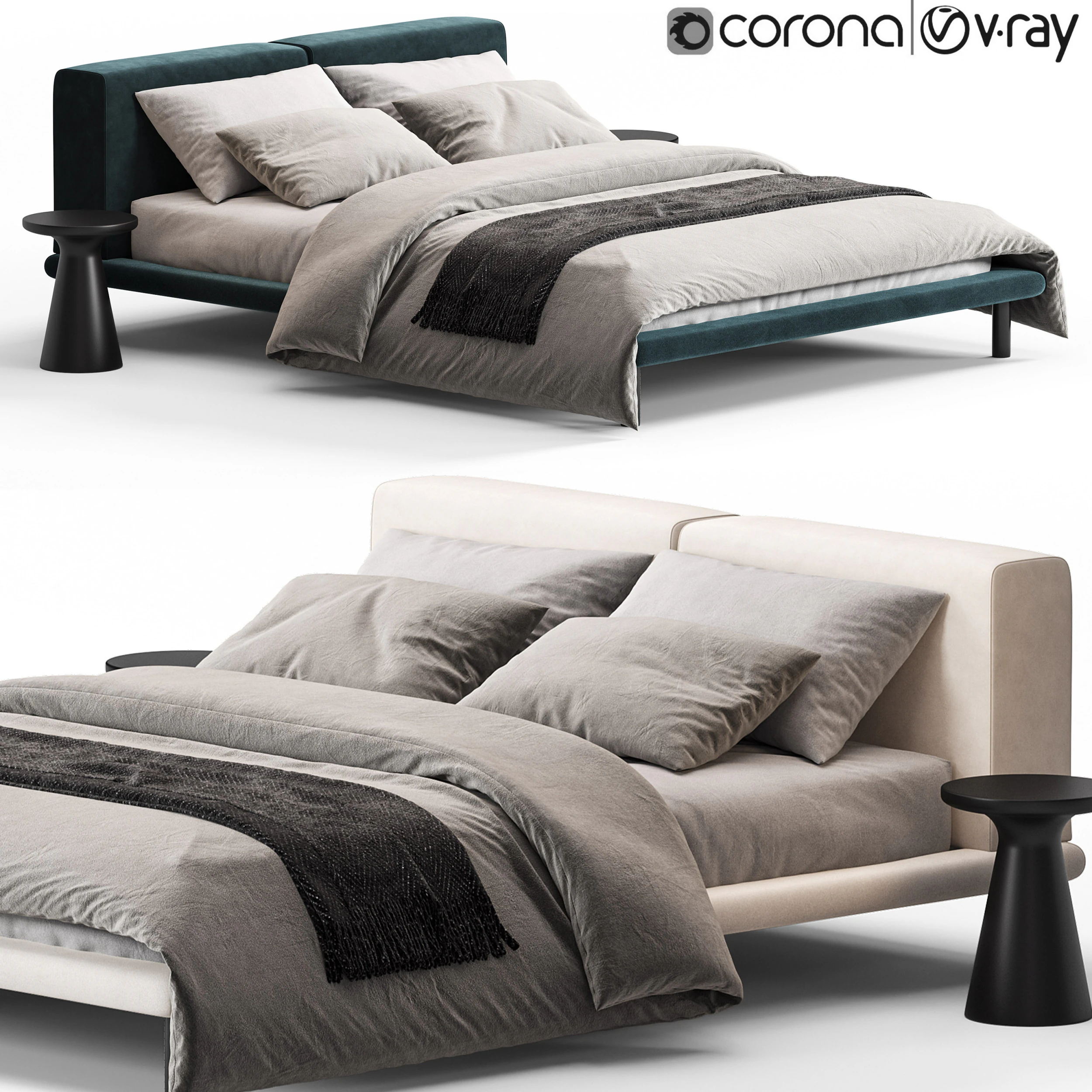 Meridiani Timothy Bed 3D Model .c4d .max .obj .3ds .fbx .stl .blend 