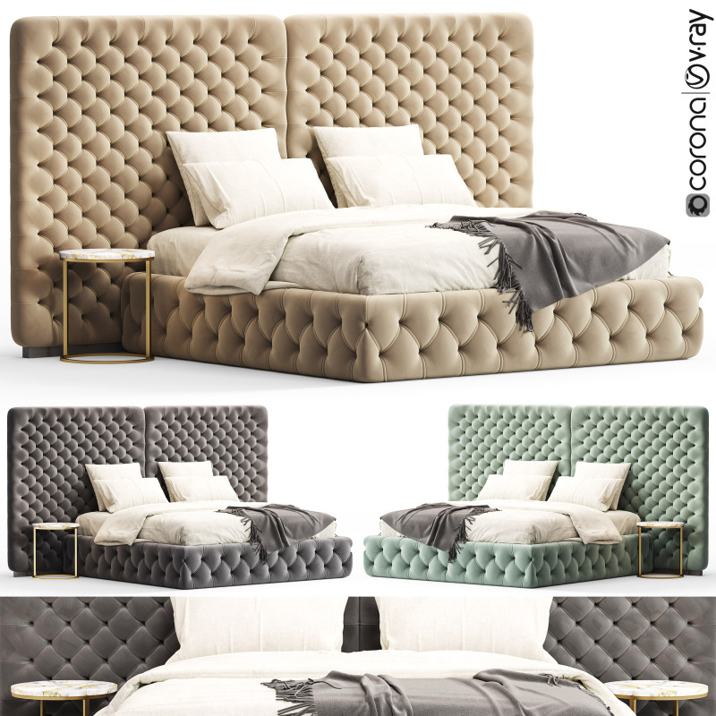 Meridiani Tuyo Headboard Bed 3Dモデル .c4d .max .obj .3ds .fbx .stl .blend 