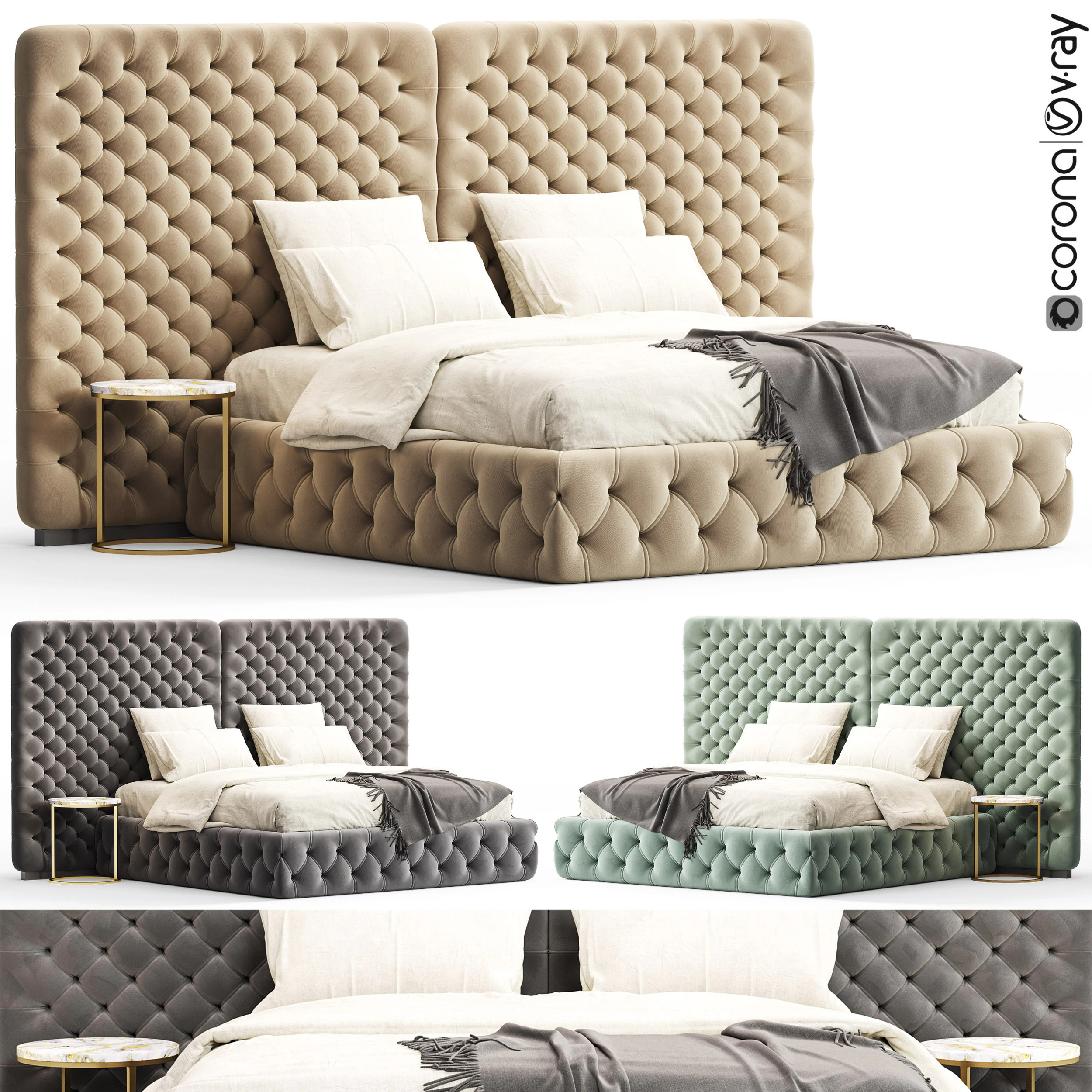 Meridiani Tuyo Headboard Bed 3D Model .c4d .max .obj .3ds .fbx .stl .blend 