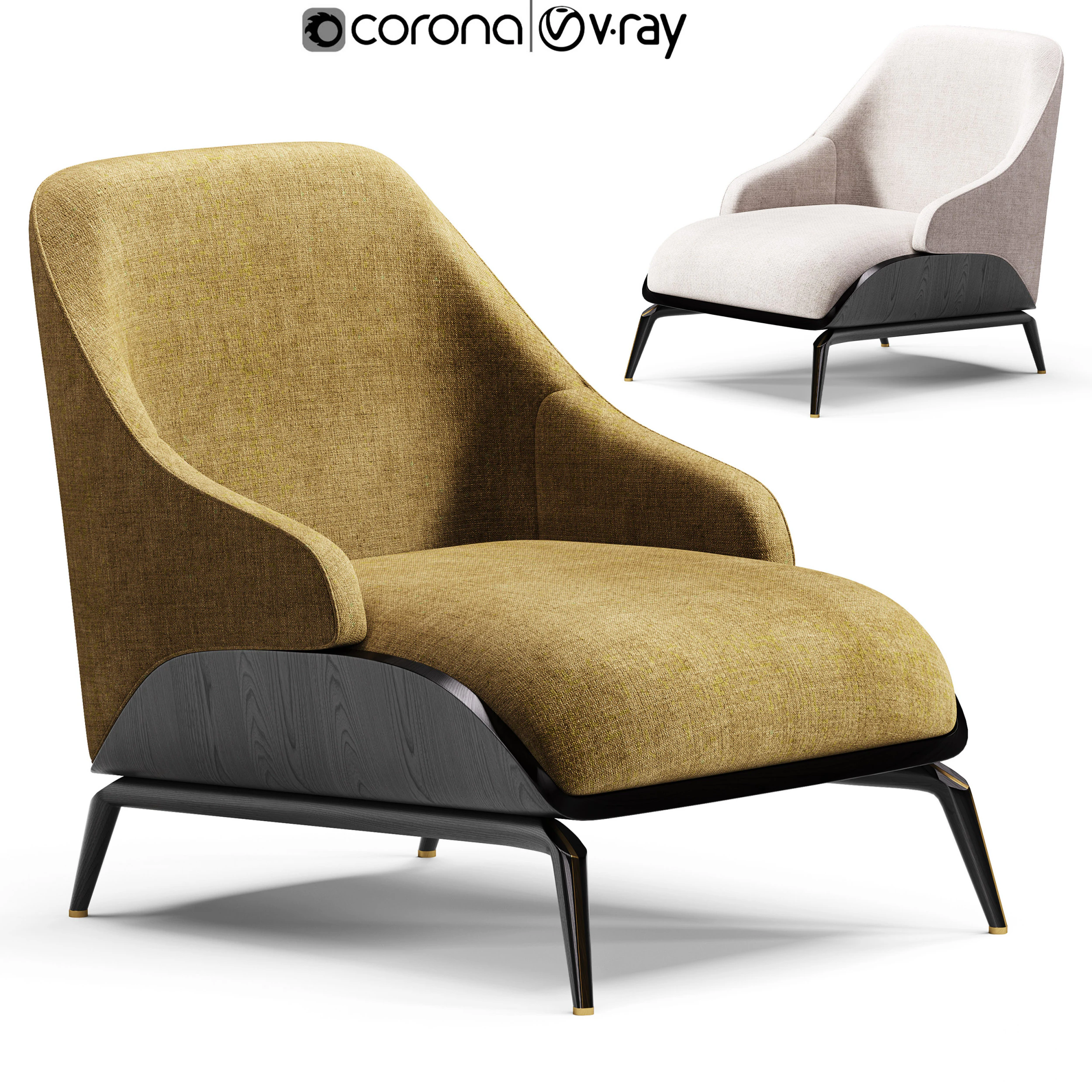 Aster Brigid Armchair 3D Model .c4d .max .obj .3ds .fbx .stl .blend 