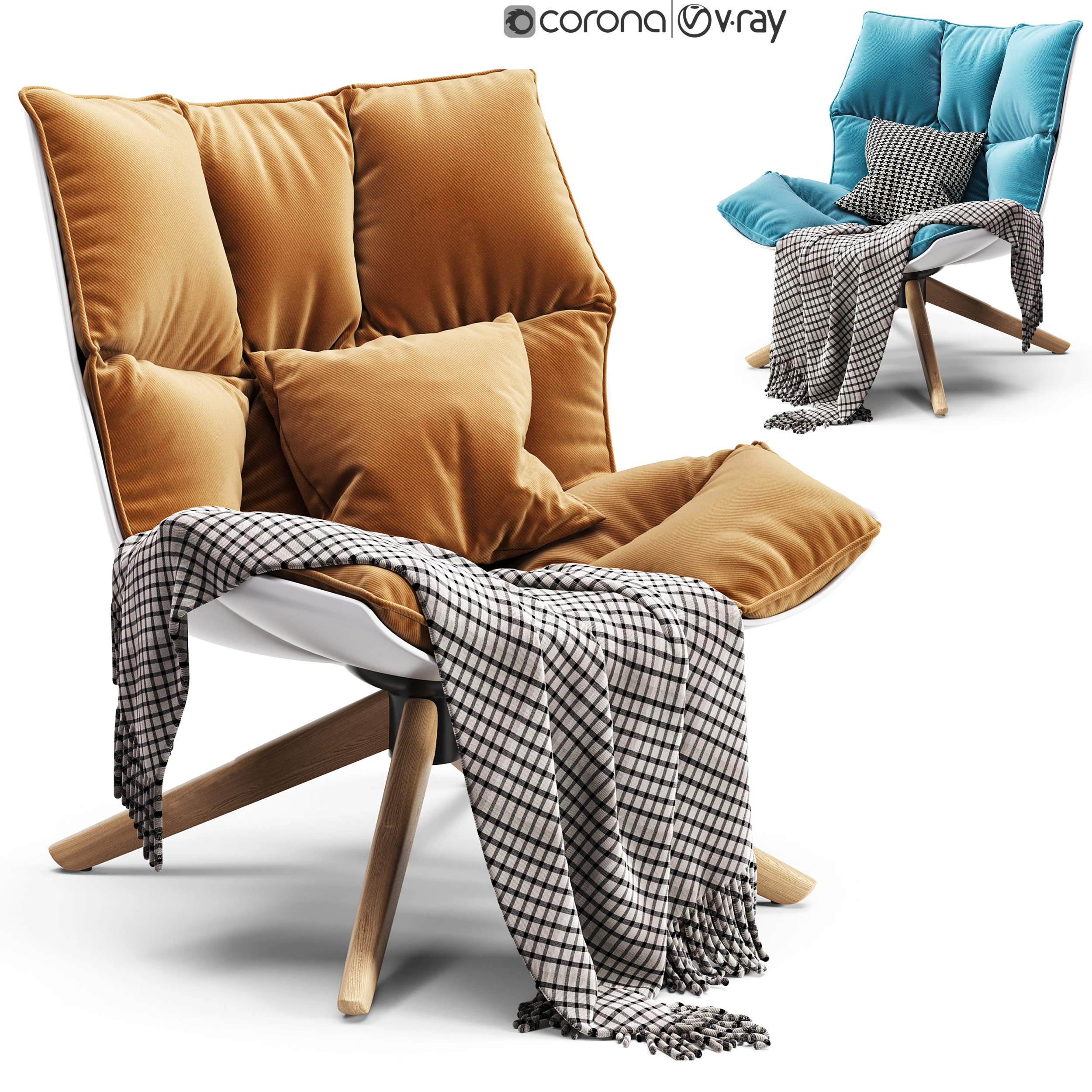 BB ITALIA ハスク アームチェア 3Dモデル .c4d .max .obj .3ds .fbx .stl .blend