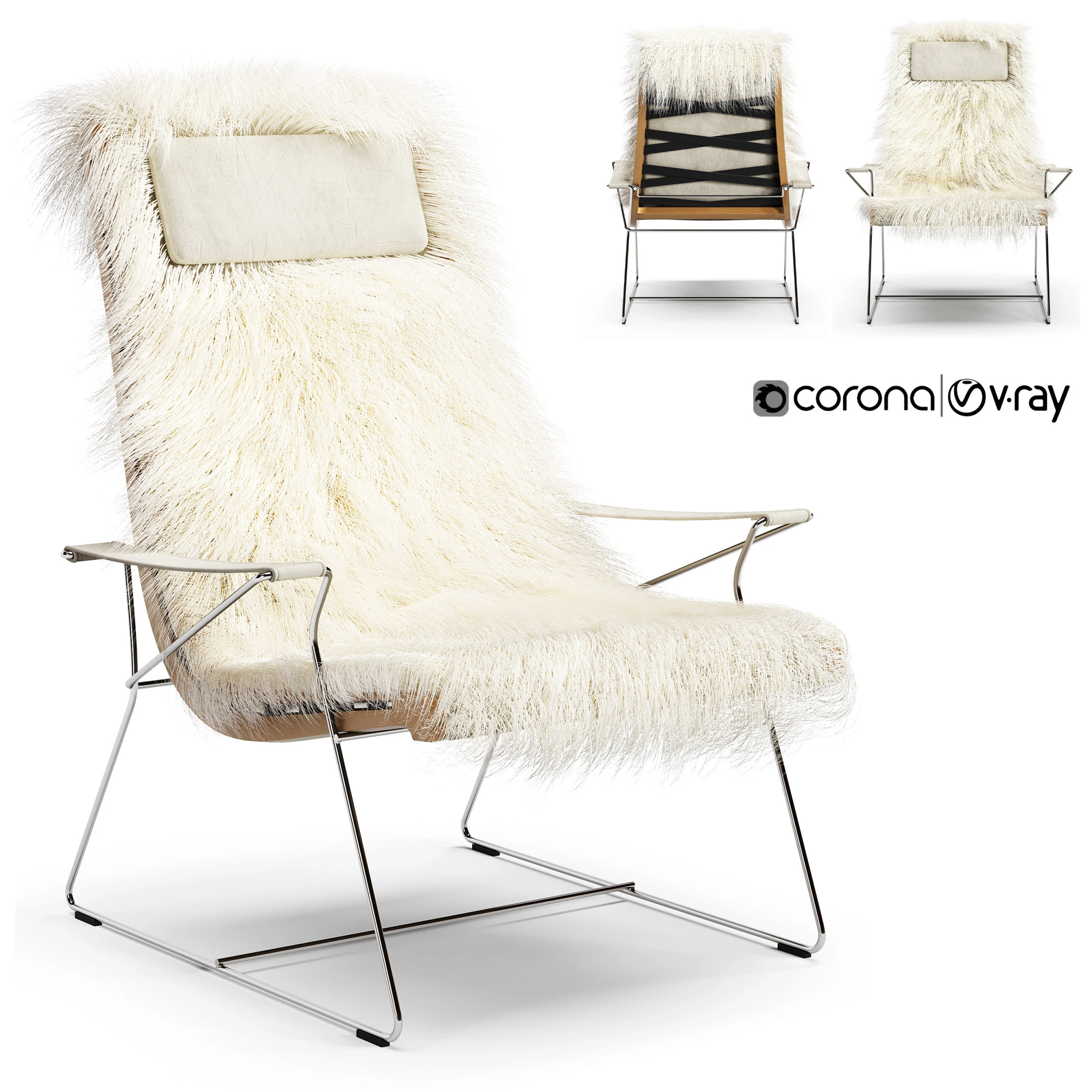 BB ITALIA JJ PJ95 Armchair 3D Model .c4d .max .obj .3ds .fbx .stl .blend 