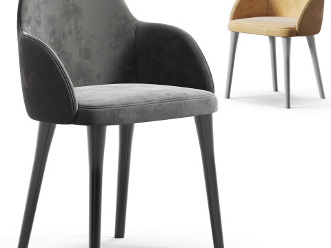 CB2 Giulia Grey Velvet Dining Armchair 3Dモデル