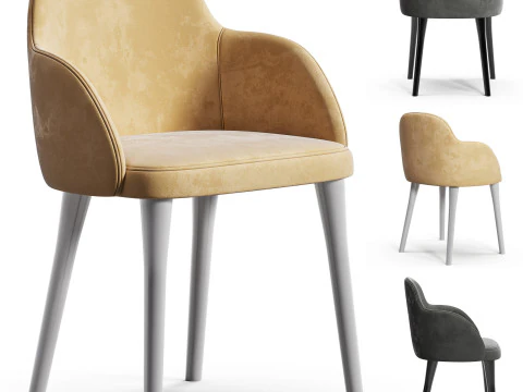 CB2 Giulia Grey Velvet Dining Armchair 3D Model