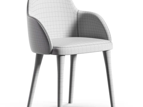 CB2 Giulia Grey Velvet Dining Armchair 3D Model
