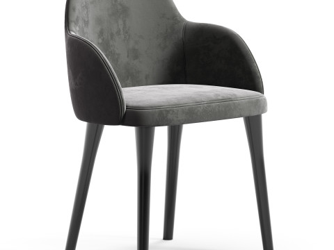 CB2 Giulia Grey Velvet Dining Armchair 3D Модель