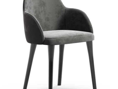 CB2 Giulia Grey Velvet Dining Armchair 3D Model