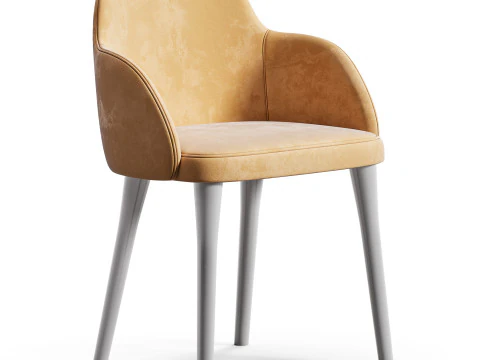 CB2 Giulia Grey Velvet Dining Armchair 3D Model