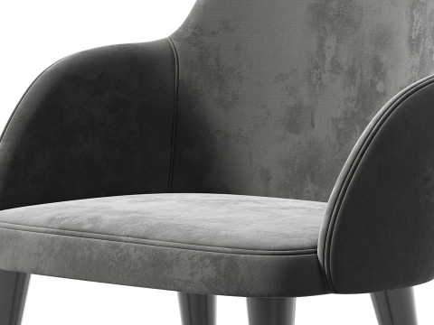 CB2 Giulia Grey Velvet Dining Armchair 3D Модель