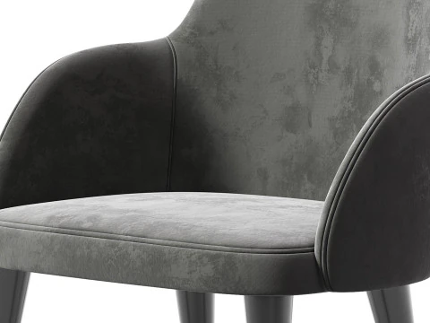 CB2 Giulia Grey Velvet Dining Armchair 3D Model