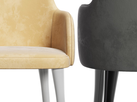 CB2 Giulia Grey Velvet Dining Armchair 3D Модель
