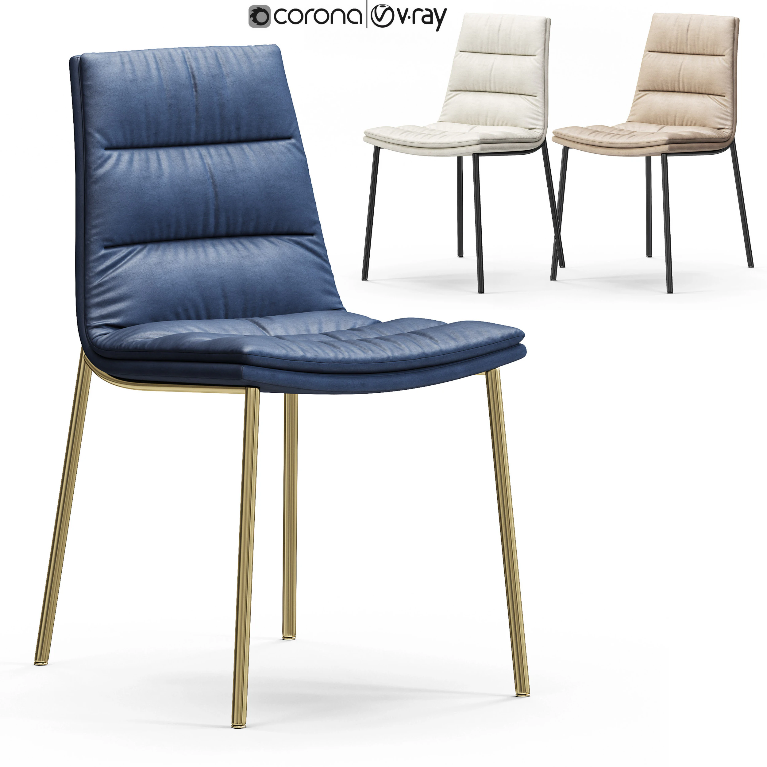 Diotti Dama Upholstered Chair 3D Model .c4d .max .obj .3ds .fbx .stl .blend