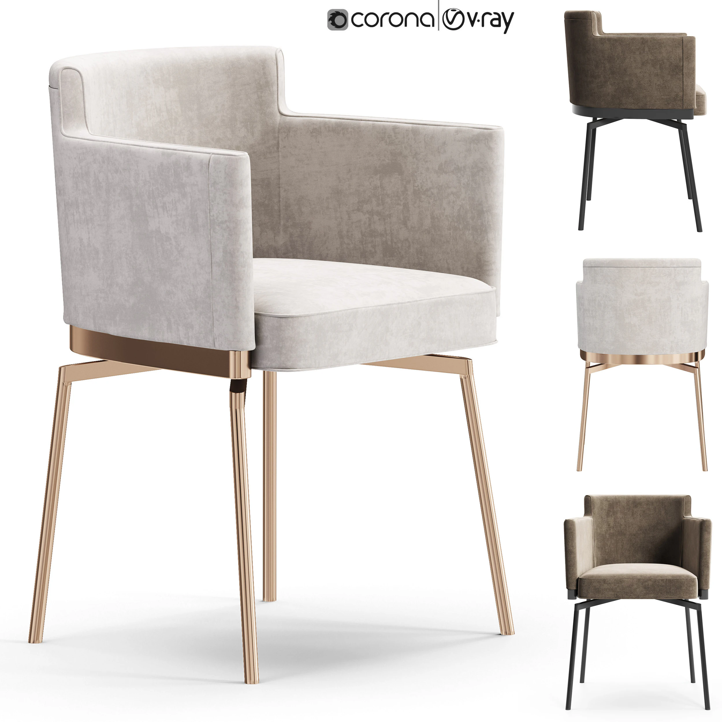 Diotti Evora Smooth Backrest Dining Armchair 3D Model .c4d .max .obj .3ds .fbx .stl .blend 