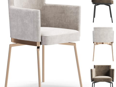 Diotti Evora Smooth Backrest Dining Armchair 3Dモデル