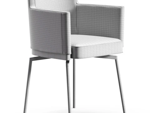Diotti Evora Smooth Backrest Dining Armchair 3D Model