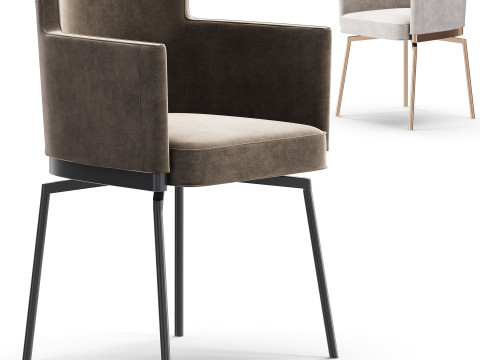 Diotti Evora Smooth Backrest Dining Armchair 3D Модель