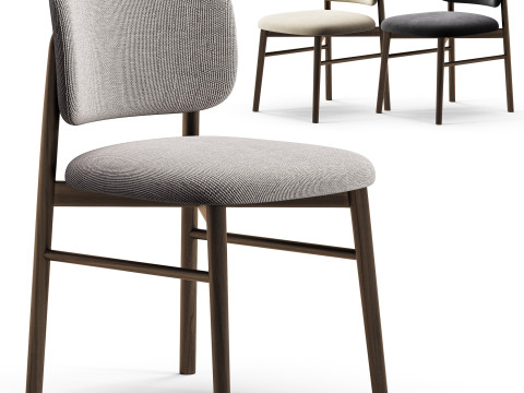 Diotti Janine Wooden Legs Upholstered Chairs 3D Модель