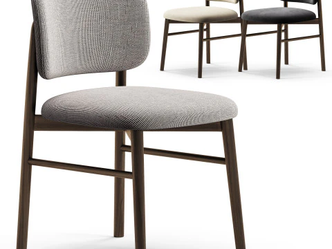 Diotti Janine Wooden Legs Upholstered Chairs 3D Model