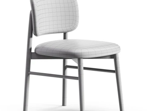 Diotti Janine Wooden Legs Upholstered Chairs 3D Model