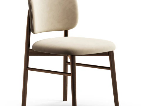 Diotti Janine Wooden Legs Upholstered Chairs 3D Model