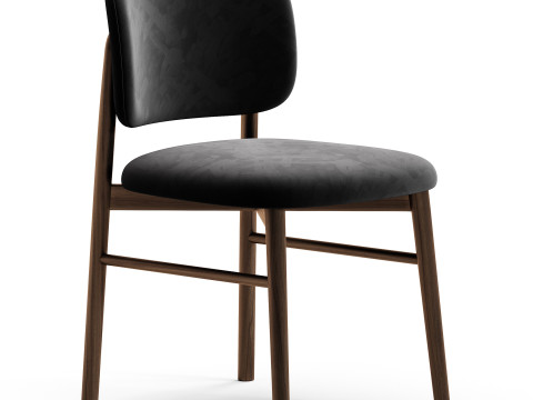 Diotti Janine Wooden Legs Upholstered Chairs 3D Модель