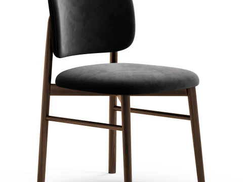 Diotti Janine Wooden Legs Upholstered Chairs 3D Model