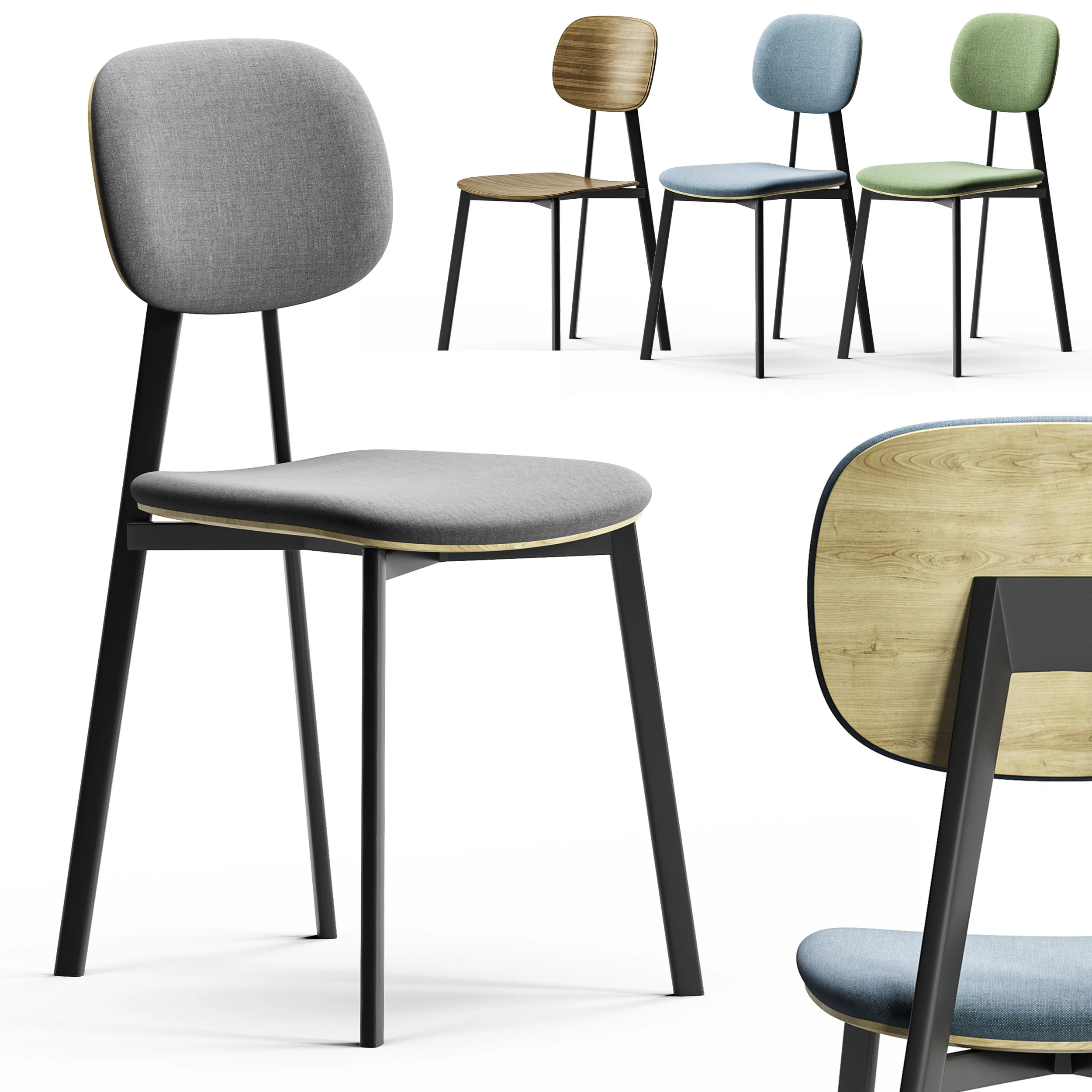 Diotti Lollipop Young Fabric And Wood Chair 3D Model .c4d .max .obj .3ds .fbx .stl .blend 
