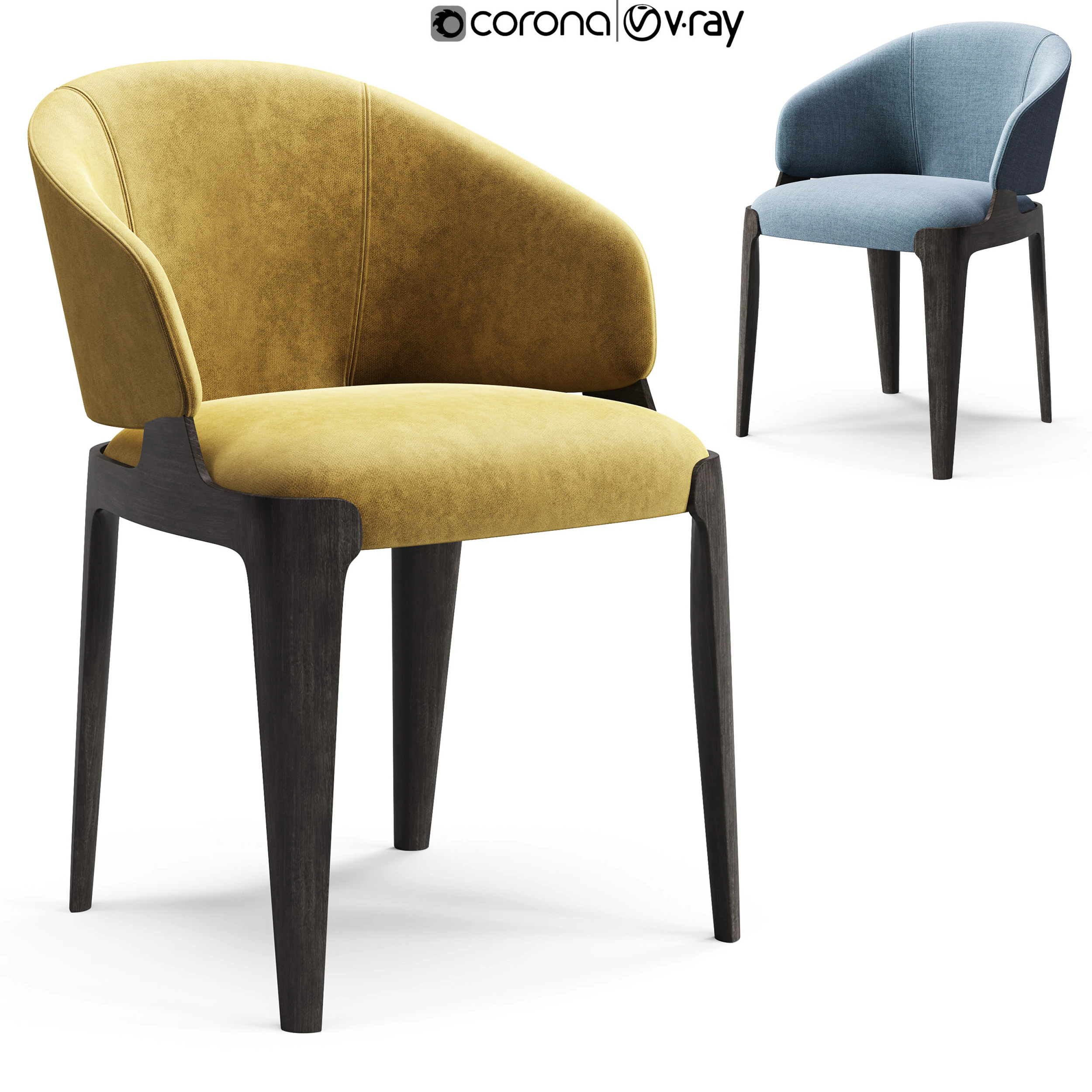 Diotti Velis Wooden Legs Upholstered Chairs Chair 3D Model .c4d .max .obj .3ds .fbx .stl .blend 