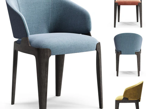 Diotti Velis Wooden Legs Upholstered Chairs Chair 3D Model