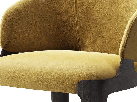 Diotti Velis Wooden Legs Upholstered Chairs Chair 3D Model
