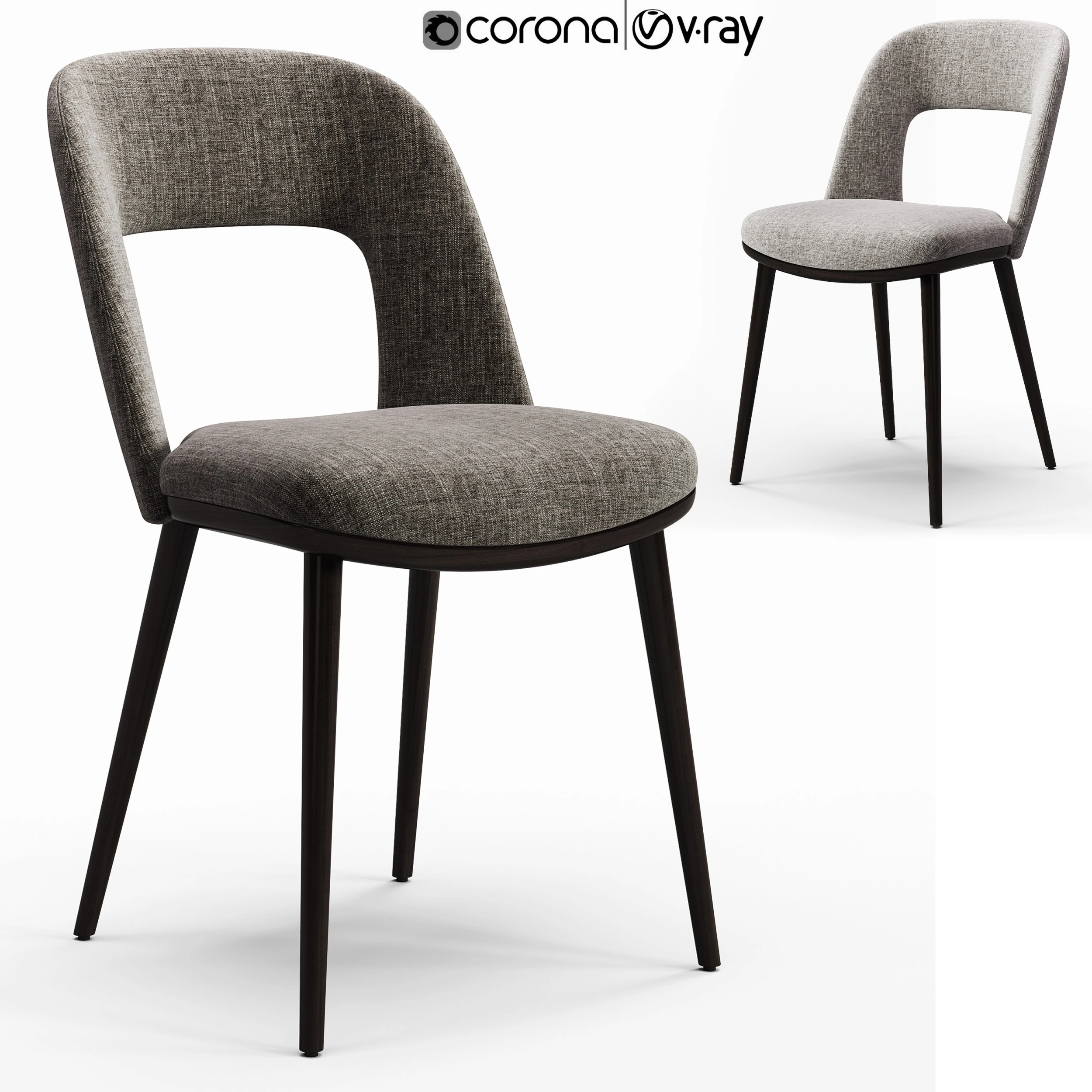 Cadeiras estofadas com pernas de madeira Diotti Vence Modelo 3D .c4d .max .obj .3ds .fbx .stl .blend