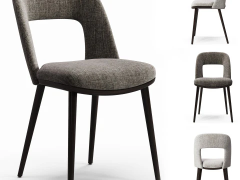 Cadeiras estofadas com pernas de madeira Diotti Vence Modelo 3D