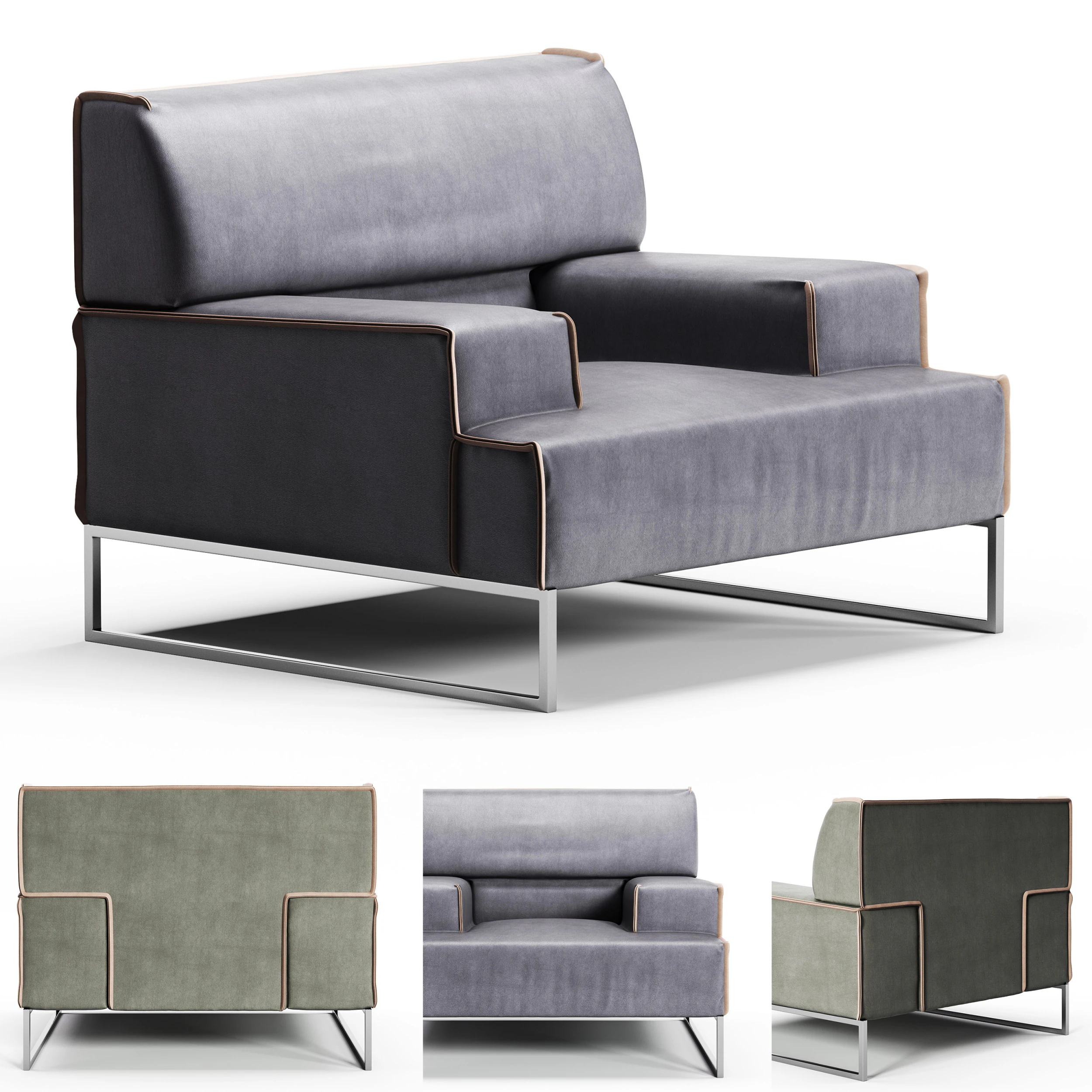 Frigerio Cloud Armchair 3D Model .c4d .max .obj .3ds .fbx .stl .blend