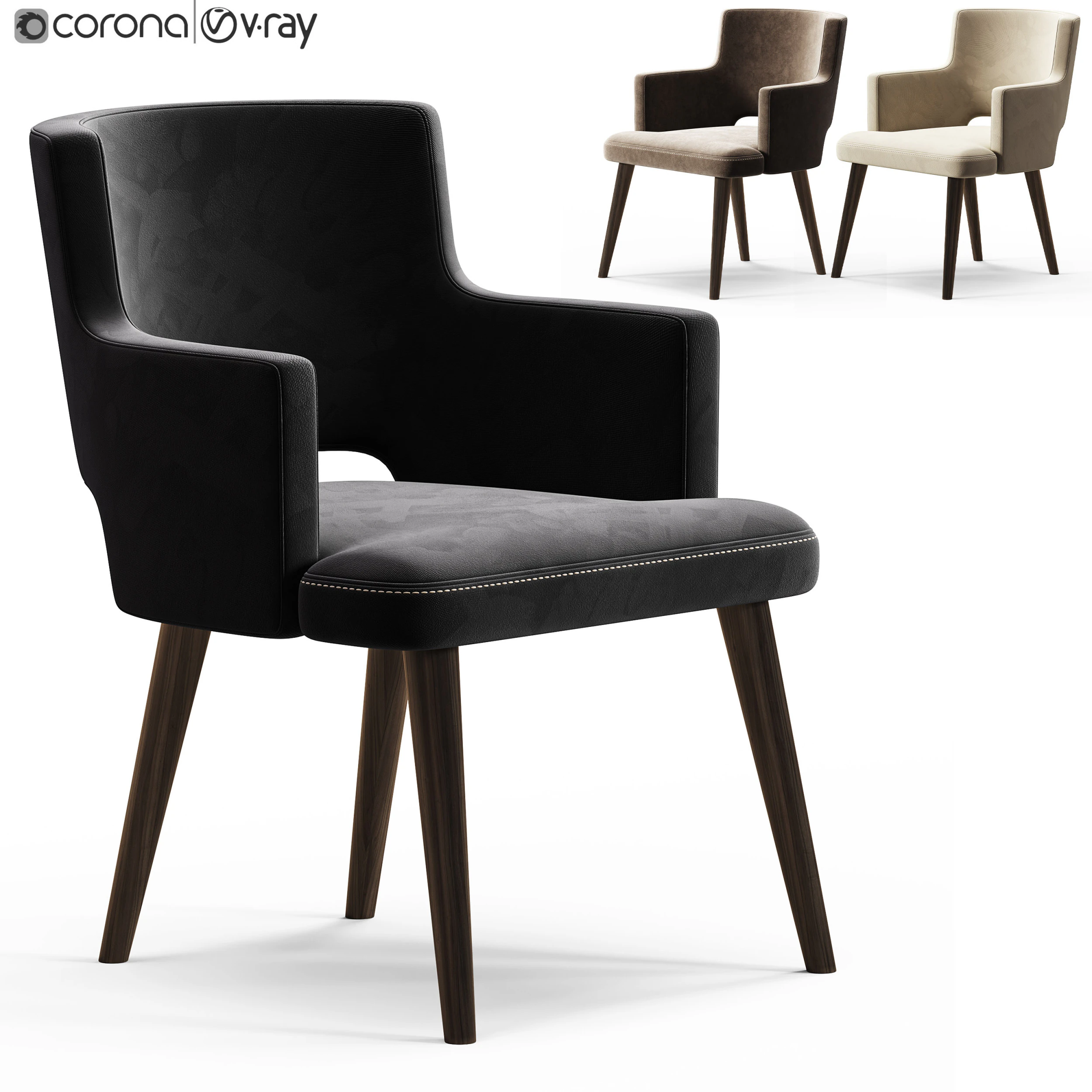 GallottiRadice Thea Queen Chair 3D Model .c4d .max .obj .3ds .fbx .stl .blend 