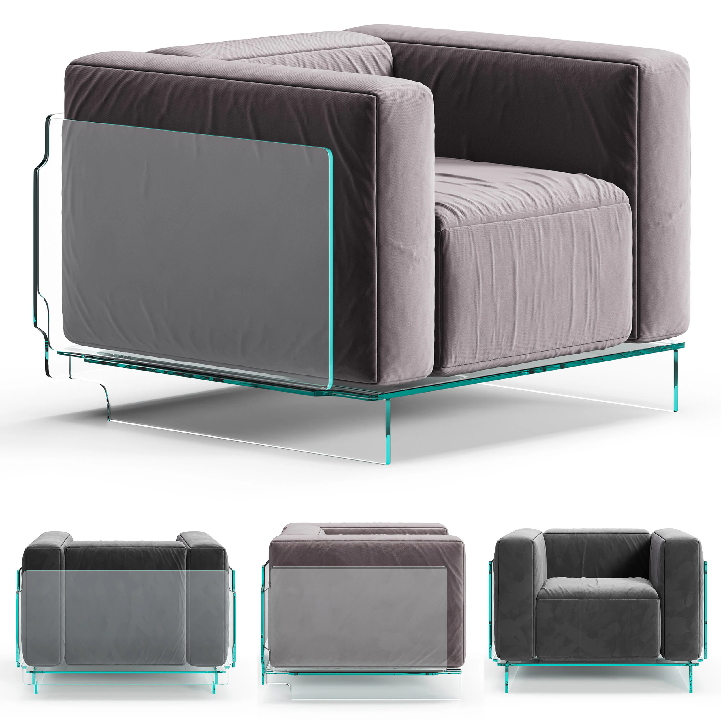 Glas Italia Crystal Lounge Armchair 3D Model .c4d .max .obj .3ds .fbx .stl .blend 