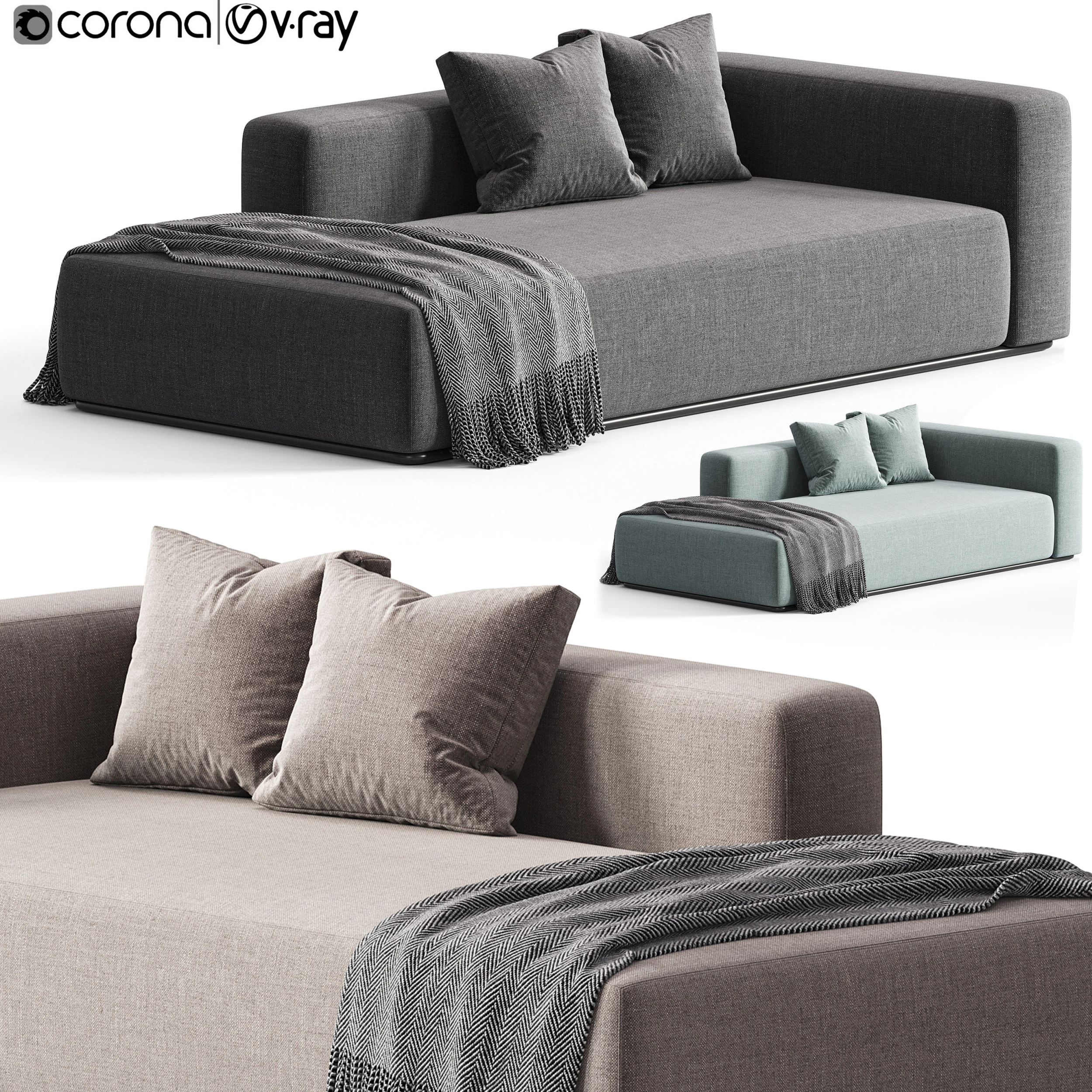 BB ITALIA Andy 13 Sofa 3D Model .c4d .max .obj .3ds .fbx .stl .blend