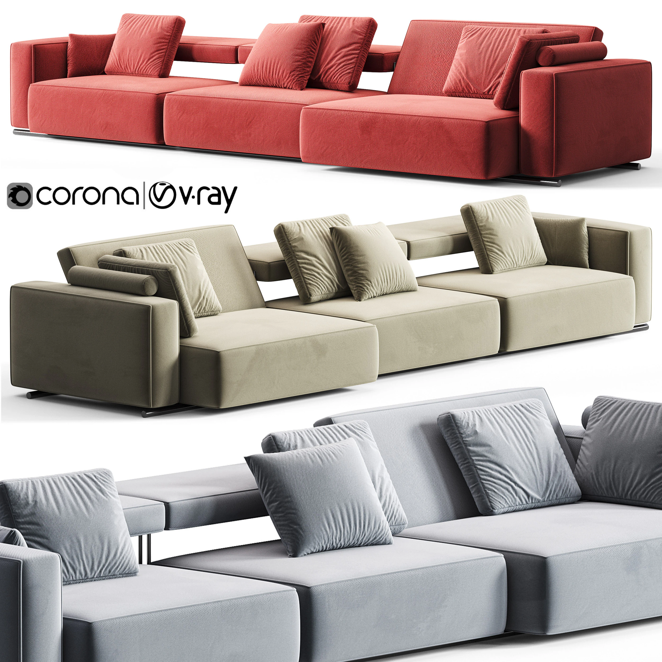 BB ITALIA Andy Sofa 3D Model .c4d .max .obj .3ds .fbx .stl .blend