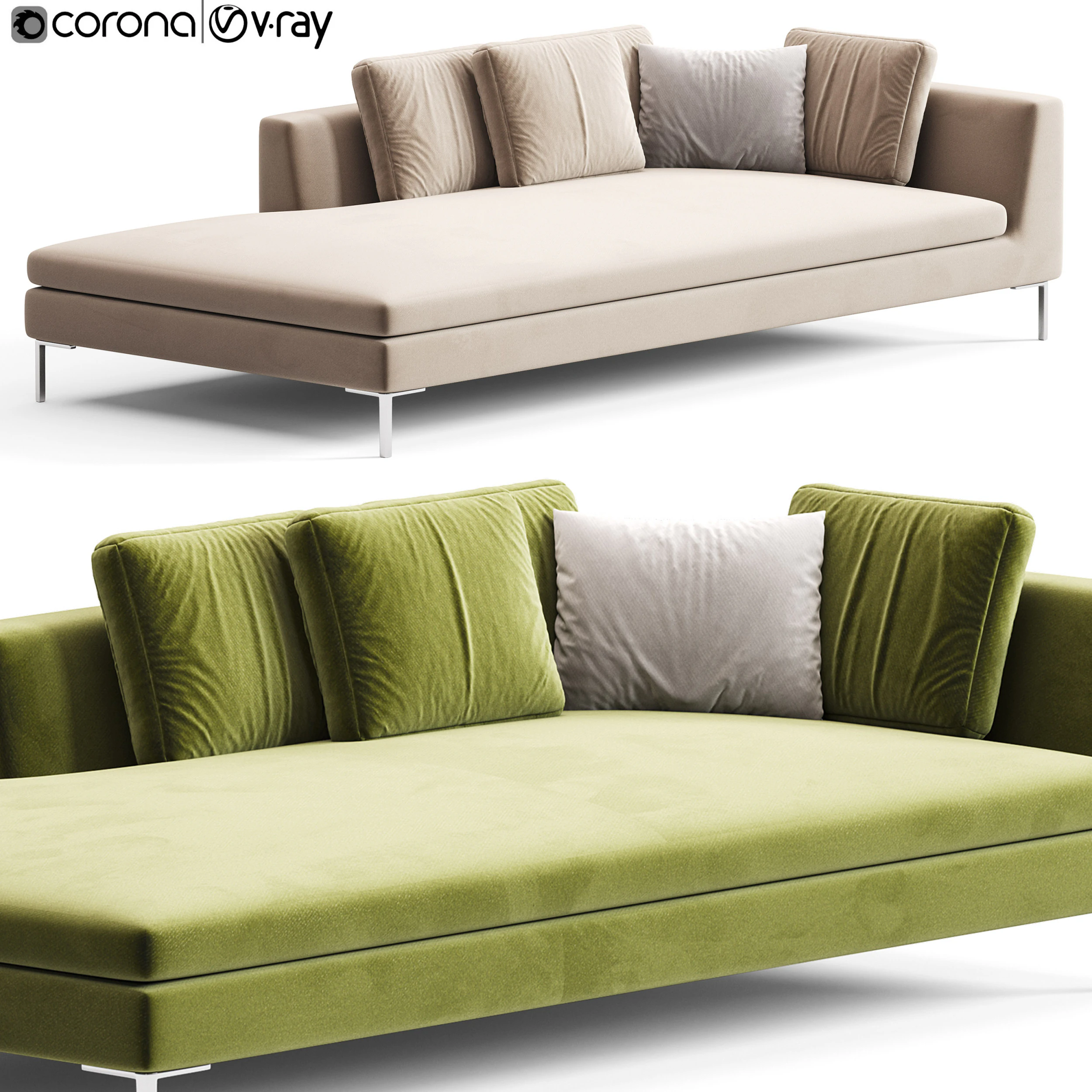 BB ITALIA Charles Sofa 3D Model .c4d .max .obj .3ds .fbx .stl .blend 