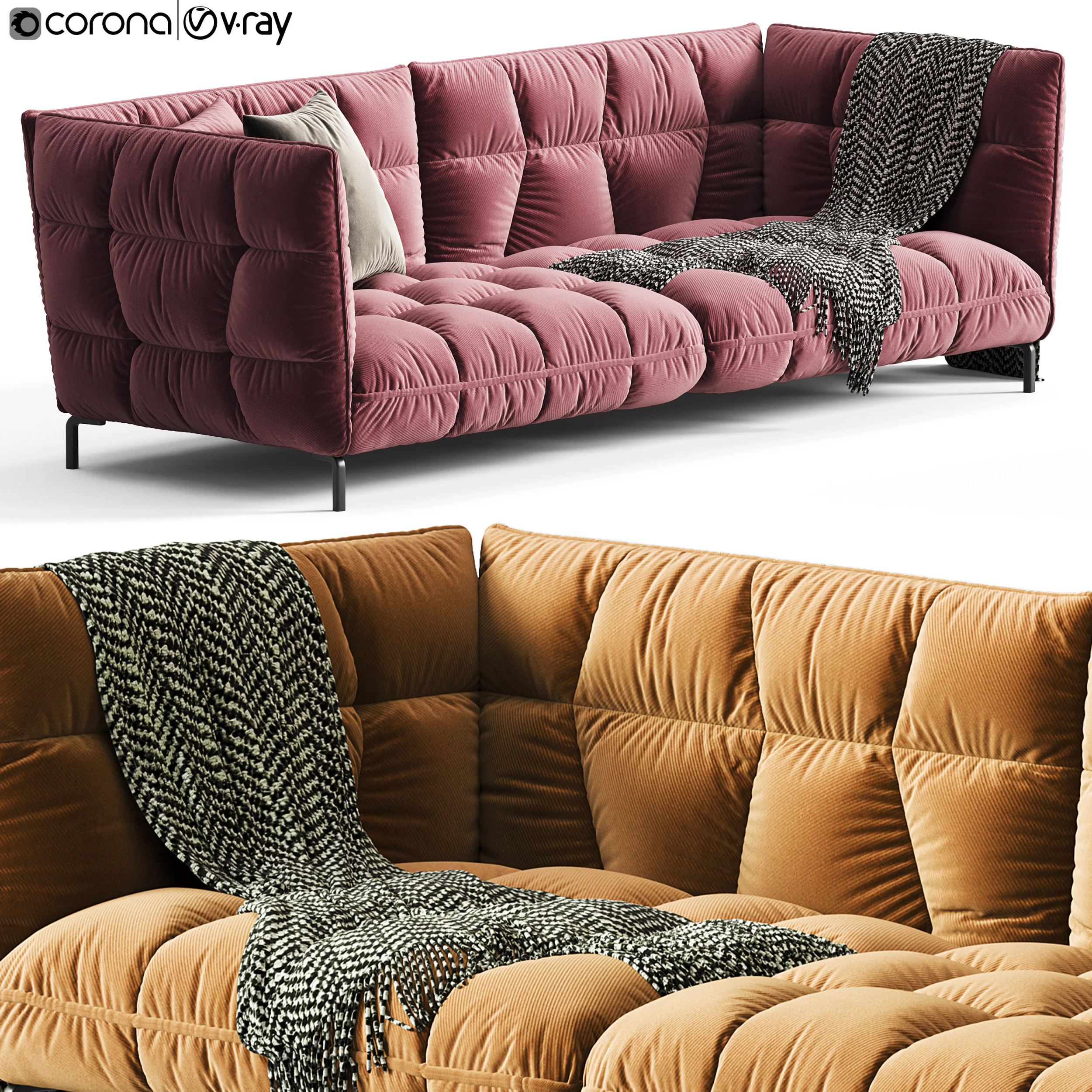 BB ITALIA Husk Sofa 3D Model .c4d .max .obj .3ds .fbx .stl .blend 
